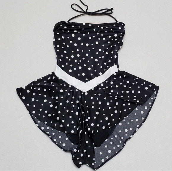 60s Vintage Sun Streak Union Made Rockabilly Pin-up Polka Halter Shorts Swimsuit - Picture 12 of 16